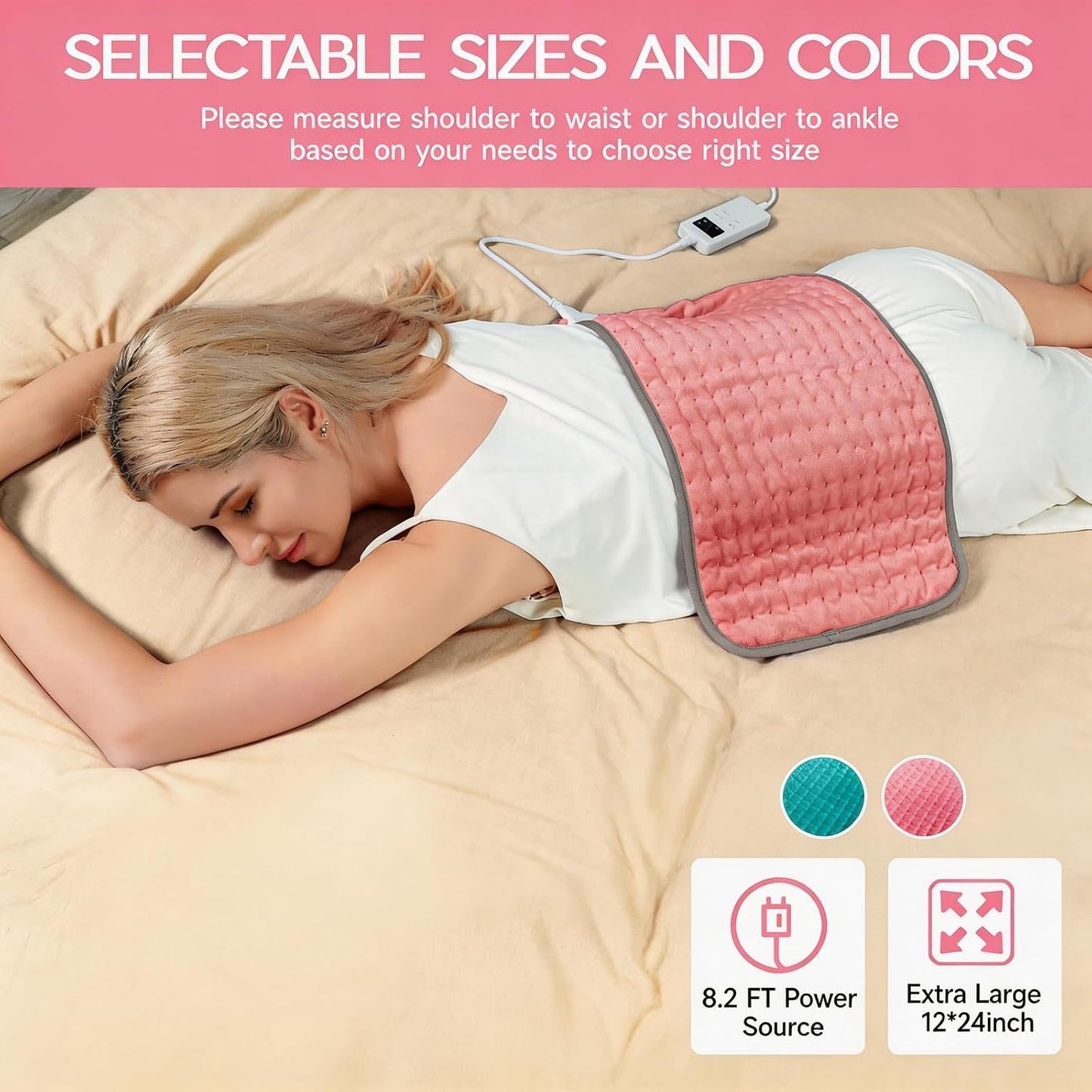 Heating Pad for Period Cramps, Heating Pad for Back/Neck/Shoulder Muscle Pain, 6 Heating & 4 Timer Setting, Auto Shut Off, Dry/Moist Heat & Machine Washable, Birthday Christma s Gifts for Women Mom