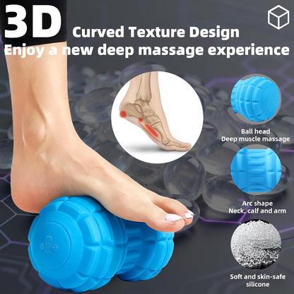 Vibrating Peanut Massage Ball – Back, Neck, Hip, Calf, Leg & Foot Muscle Roller, Trigger Point Massage Ball for Deep Tissue Myofascial Release, Silicone Shell, 4-Speed (Blue)