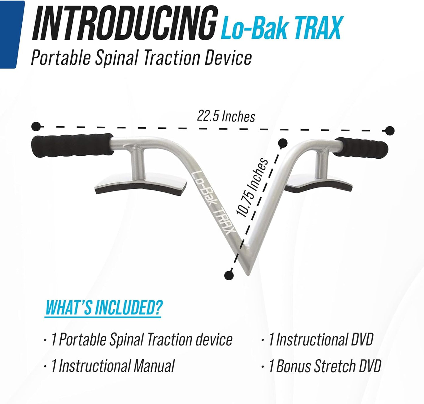 EZ-Bak Lo-Bak TRAX Lumbar Spine Stretcher - Upper & Lower Back Stretcher Pain Relief – Portable Spine Decompressor & Back Cracking Device for Herniated Discs, Sciatica, Scoliosis - Blue