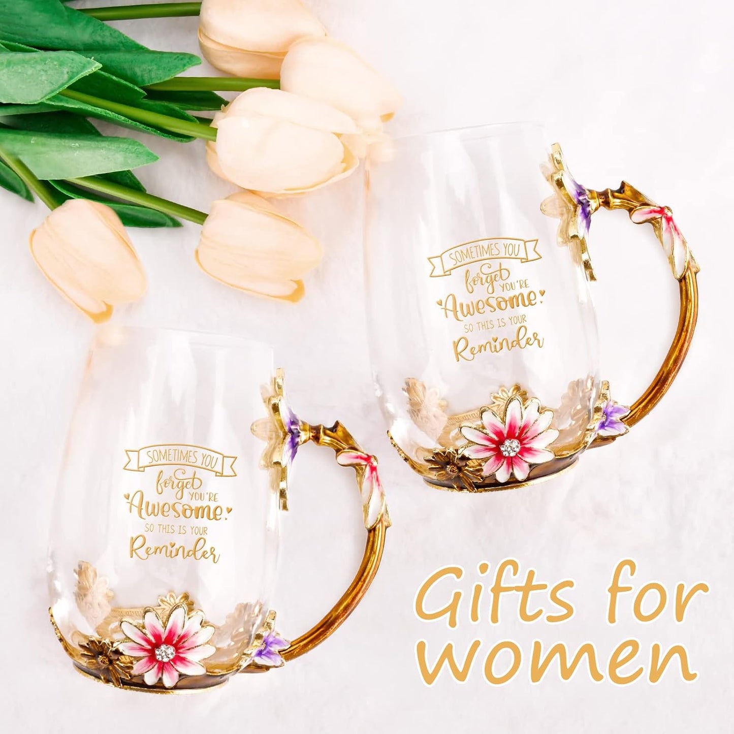 Enamel Glass Flower Tea Pot With Removable Loose Tea Leaf Infuser Tea Maker Teapot Set 30.4OZ Gifts for Women,Mom,Birthday