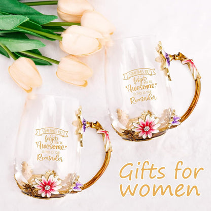 Enamel Glass Flower Tea Pot With Removable Loose Tea Leaf Infuser Tea Maker Teapot Set 30.4OZ Gifts for Women,Mom,Birthday
