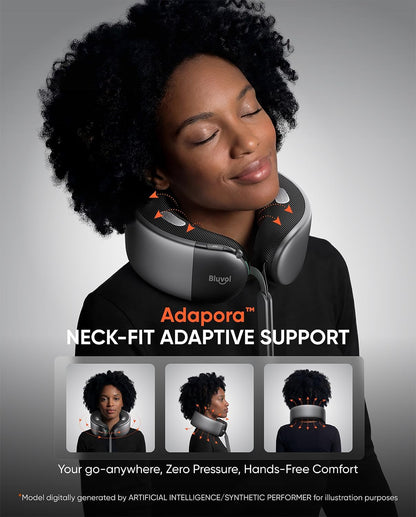 Bluvol Nest 10 Ultra Immersive Heated Neck Massager Pillow, Therapist-Style Deep Tissue Pain Relief, 360° Spatial Audio, Cordless Massager for TV Watching, Gaming, Office Work, Silver