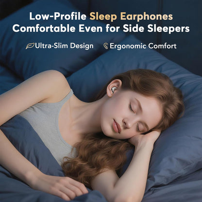 Sleep Earbuds for Side Sleepers, Invisible Flat Bluetooth Sleeping Earbuds, Zero Pressure White Noise Sleep Headphones, No Lights or Alerts, Tiny Hidden Earbuds for All Night Undisturbed Sleep