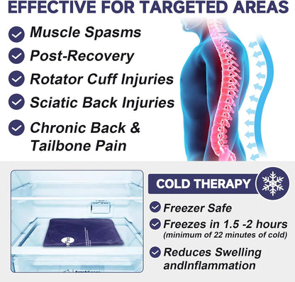AiricePac Extra Large Gel Flexible Back Ice Packs for Injuries Reusable, 11”x 20” Cold Pack Wrap for Knee Leg Neck Shoulder Hip Back Pain Relief, Cold Compress Therapy for Swelling, Bruises, Surgery