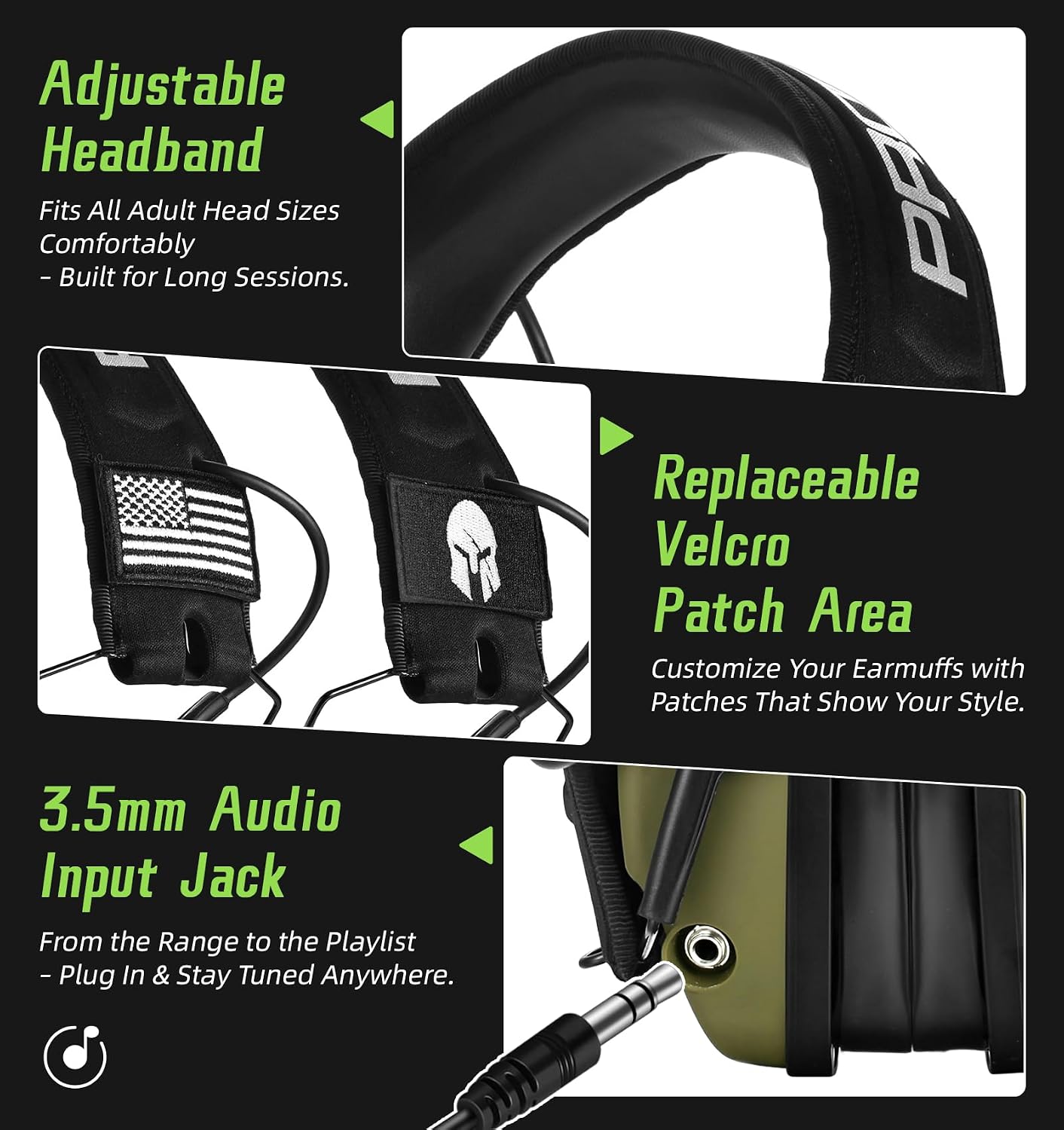 PROHEAR Electronic Ear Protection for Shooting with 4X Sound Amplification, Gun Range Hearing Protection Muffs, NRR 23dB Noise Reduction Headphones for Hunting, Green