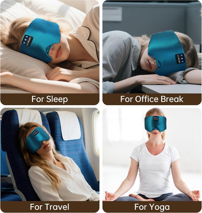 LC-dolida Luxurious Silk Soft Sleep Mask, Sleep Headphones with Bluetooth 5.4 for Side Sleeper, Total Blackout Eye Sleeping Mask for Women and Men, Ideal Gift for Restful Sleep, Travel(Black)