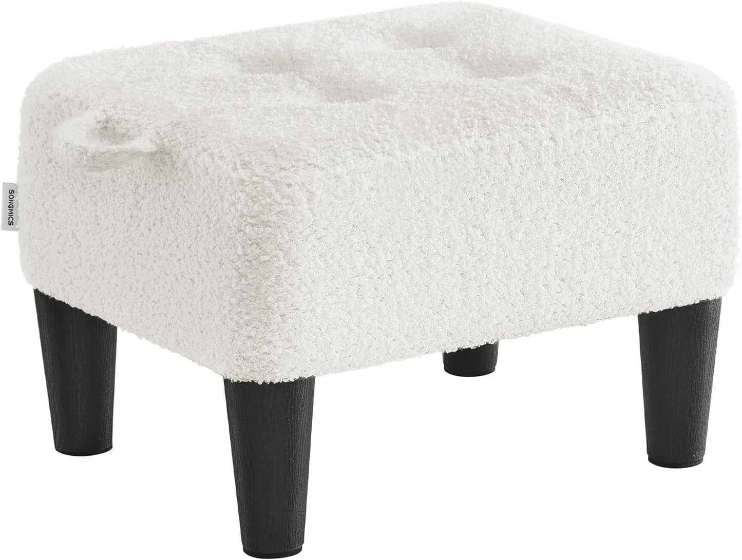 SONGMICS Foot Stool with Legs, Small Footstool Ottoman, Linen-Look Fabric Seat with Thick Cushion, for Living Room, Bedroom, Entryway, 330 lb Weight Capacity, Dark Gray ULOM502G01