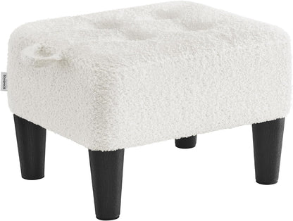 SONGMICS Foot Stool with Legs, Small Footstool Ottoman, Linen-Look Fabric Seat with Thick Cushion, for Living Room, Bedroom, Entryway, 330 lb Weight Capacity, Dark Gray ULOM502G01
