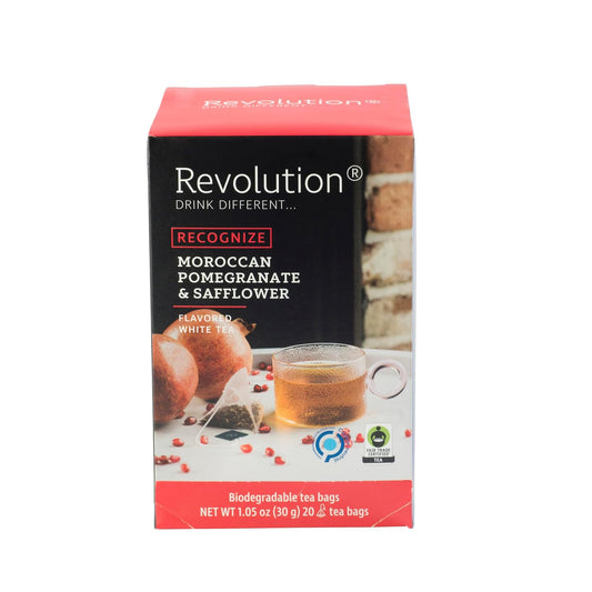 REVOLUTION TEA® Pomegranate White Tea [THE ORIGINAL] – Moroccan Pomegranate & Safflower – Premium Full Leaf Tea – Biodegradable Infuser Tea Bags – Flavored White Tea – 20 Bags