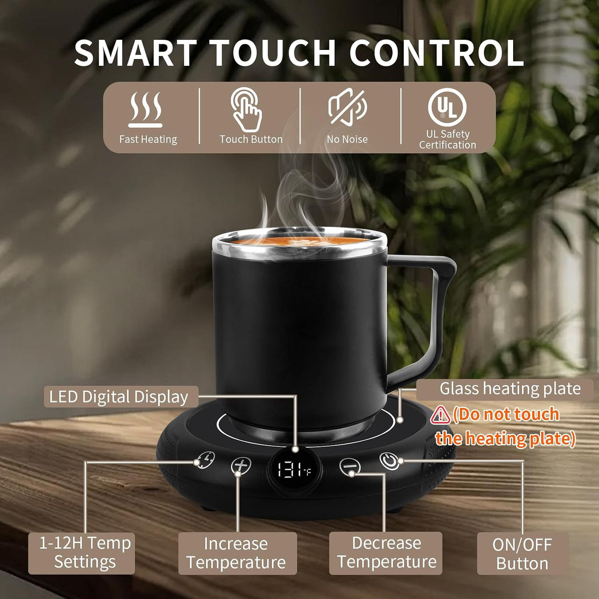 Coffee Mug Warmer, Valentines Day Gifts for Her Wife Girlfriend Daughter Him, Electric Cup Warmer for Desk, Candle Warmer Plate 8-Temp Setting & 1-12H Timer, Birthday Gifts for Women Men