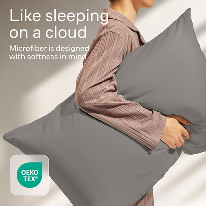 Ultra Soft Pillow Protectors with Zipper Standard Size - Set of 8 Breathable Pillow Covers - 100% Protection Against Stains, Dust & Dirt - Machine Washable (White)