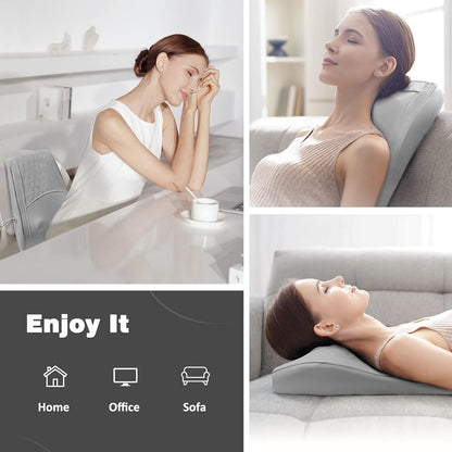 Boriwat Back Massager with Heat, 3D Kneading Massage Pillow for Back, Neck, Shoulder, Leg Pain Relief Deep Tissue, Gifts for Women Men Mom Dad