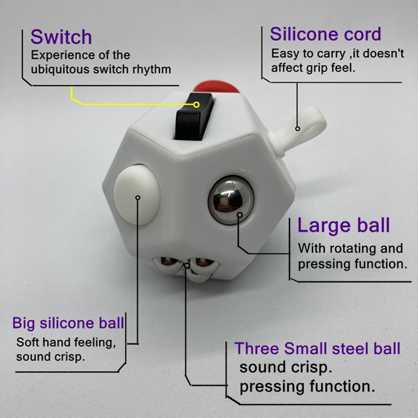 Small Fidget Toys Cube, Small Fidget Toy - 12 Sides Decompression Cube Anti Anxiety and Relief Stress Improve Focus Creative Unique Fidget Toy for Kids and Adults, with Carry Case(Black E1)