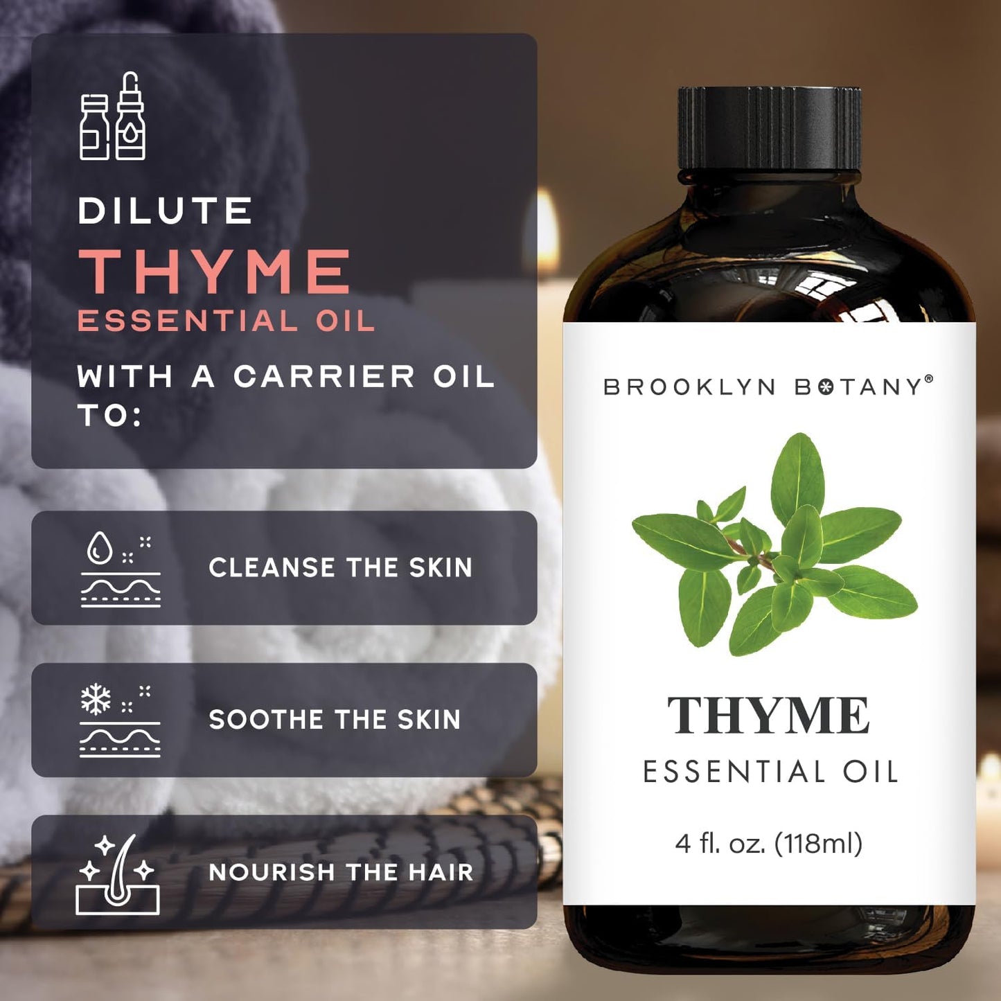 Brooklyn Botany Lavender Essential Oil - Huge 4 Fl Oz - with Glass Dropper - for Aromatherapy and Diffuser