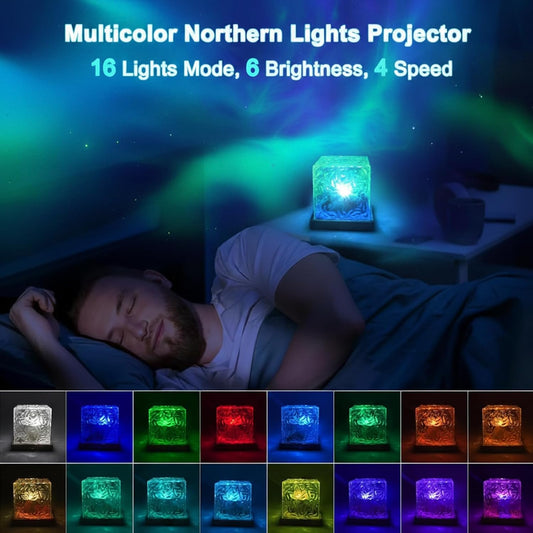 RICHMYC Ocean Wave Projector Light, 16 Colors Gradual Rotating Water Lamp with Remote Control, Beach Decor Sea Themed Northern Lights Projector for Office Bedroom Bar Restaurant(Plug in 5.3in)
