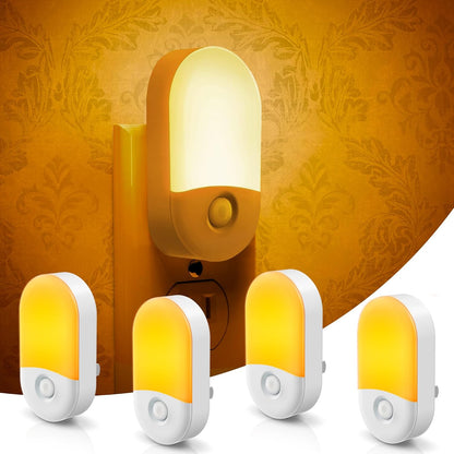L LOHAS LED Amber Night Light, Night Lights Plug into Wall[2 Pack], 0.6W 2000K LED Night Light, Dusk to Dawn Sensor, 30/60LM Adjustable Brightness, Automatic Low Blue Nightlight for Kids, Bathroom