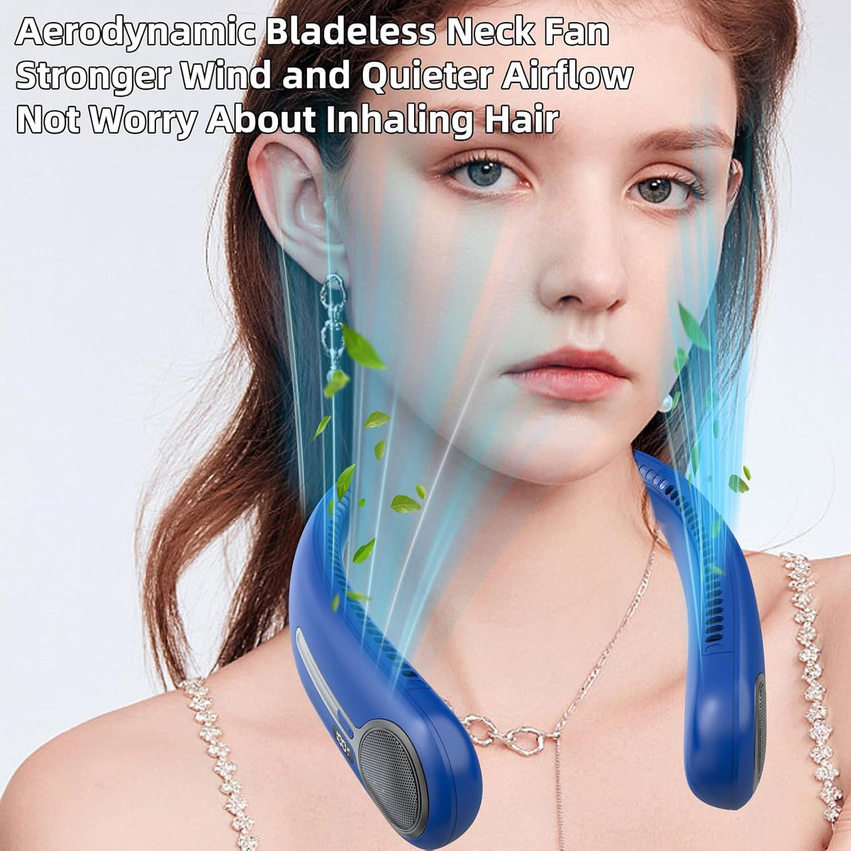 Portable Neck Fan, Personal Wearable Bladeless Fan, 6000mAh USB Rechargeable, 360° Airflow, LED Display, 4-Speeds, Hands Free Fan for Outdoor Indoor, Birthday Gifts for Men Women Dad Mom (Black)