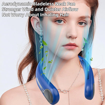 Portable Neck Fan, Personal Wearable Bladeless Fan, 6000mAh USB Rechargeable, 360° Airflow, LED Display, 4-Speeds, Hands Free Fan for Outdoor Indoor, Birthday Gifts for Men Women Dad Mom (Black)