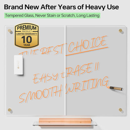 Black Glass Golden Monthly Dry Erase Calendar Whiteboard for Wall, 17" x 23", Frameless Large Planner White Board for Home Kitchen Office, 4 Wet Erase Markers Included, Yeoux