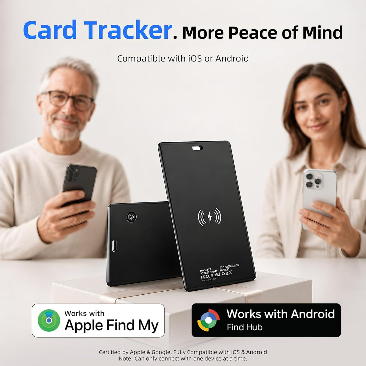 Wallet Tracker Card, Works with Apple Find My or Google Find Hub