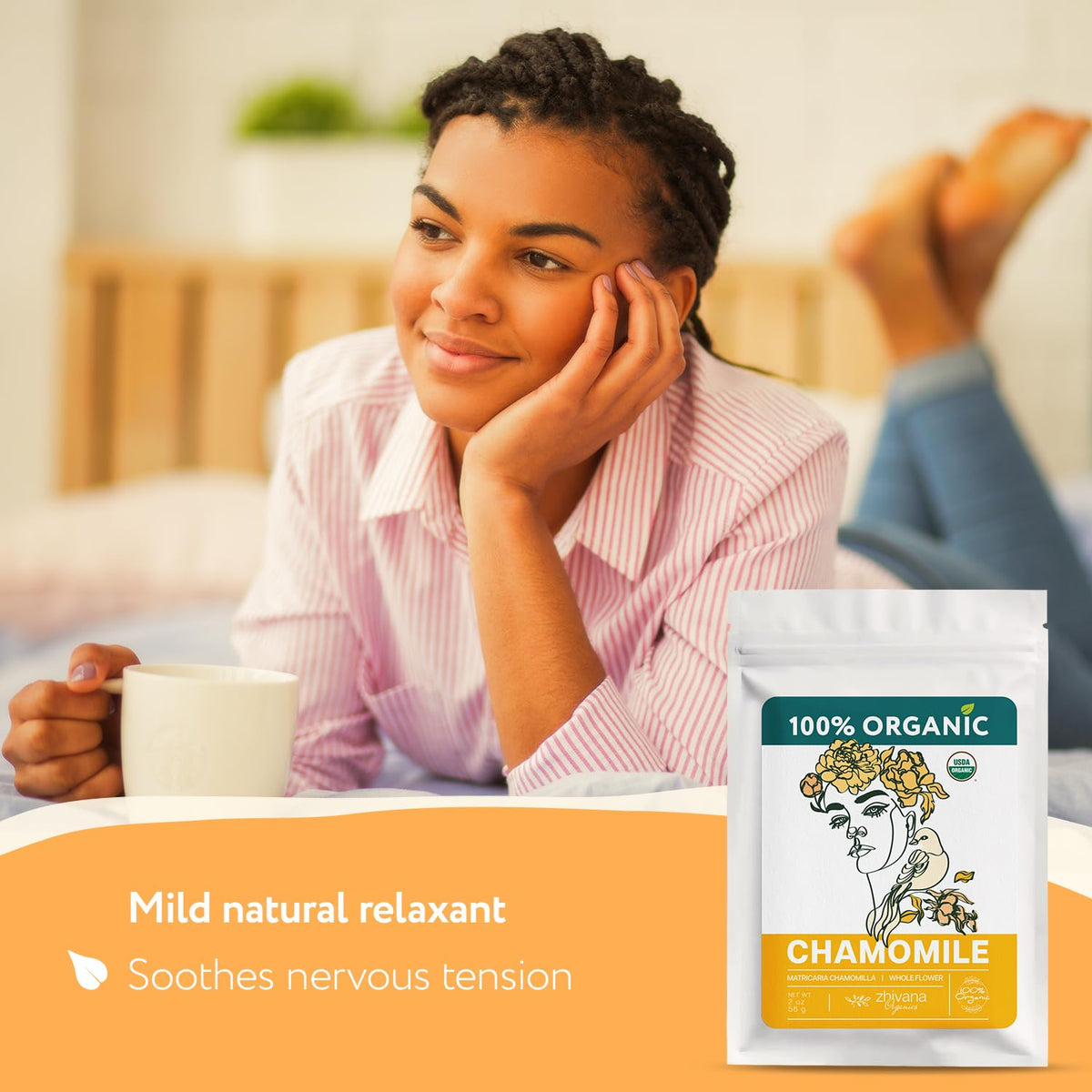 Organic Chamomile Tea Loose Leaf - Manzanilla Orgánica - Herbal Tea (2oz.)