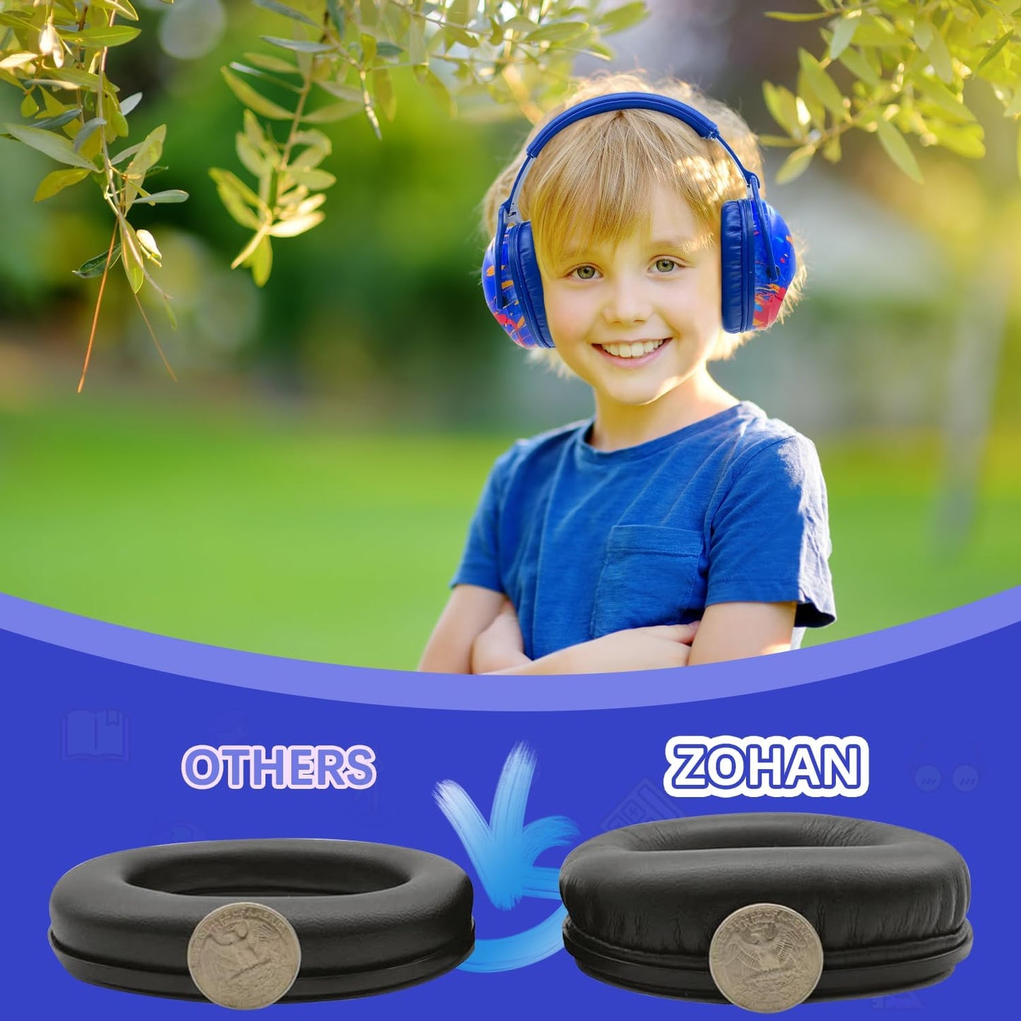 ZOHAN EM030 Kids Ear Protection, Noise Cancelling Headphones Ear Muffs for Autism Sensory, Safety Noise Reduction Hearing Protection for Monster Truck/Concerts/Fireworks/Air Shows