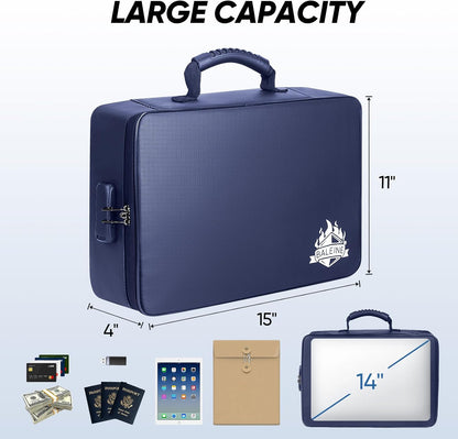 BALEINE Fireproof Document Box with Lock, Waterproof Fire Safe File Bag