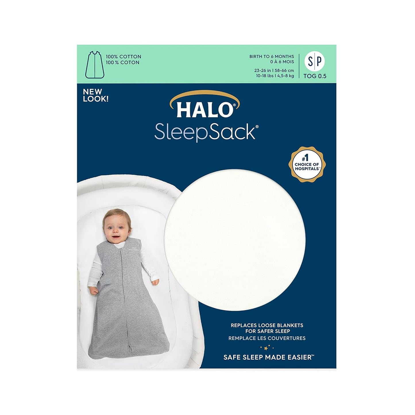 HALO SleepSack, 100% Cotton Wearable Blanket, Swaddle Transition Sleeping Bag, TOG 0.5, Ocean Life, Medium, 6-12 Months
