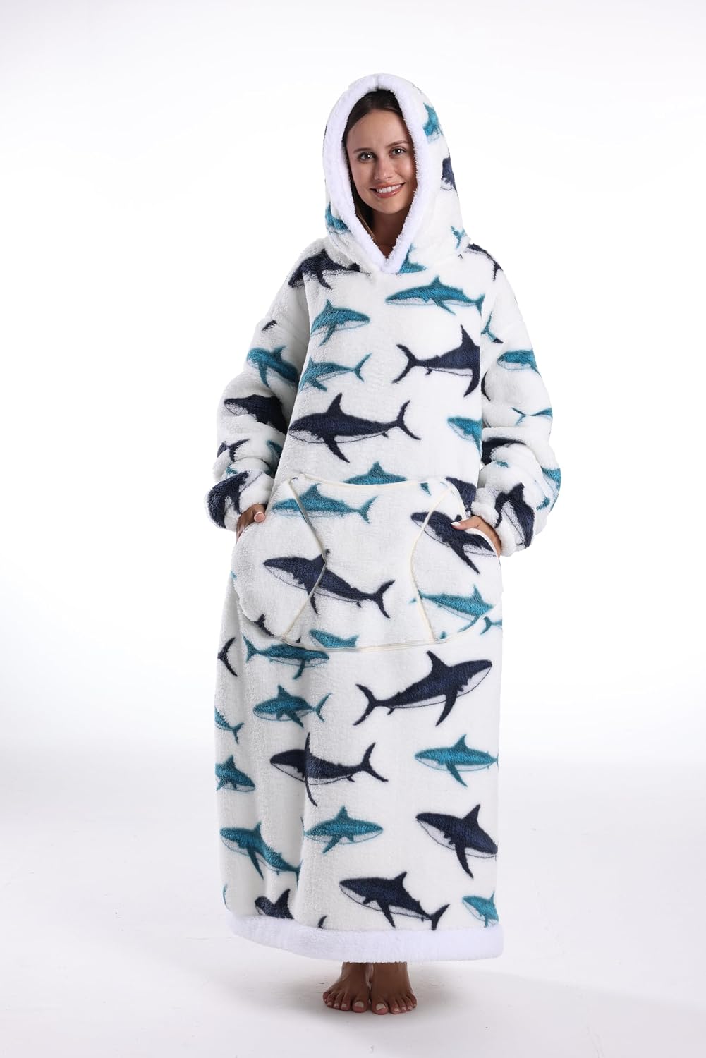 Capecage Blanket Hoodie, Long Hooded Blanket Sweatshirt as Birthday Gifts for Women Men, Long Wearable Blanket for Women Men.