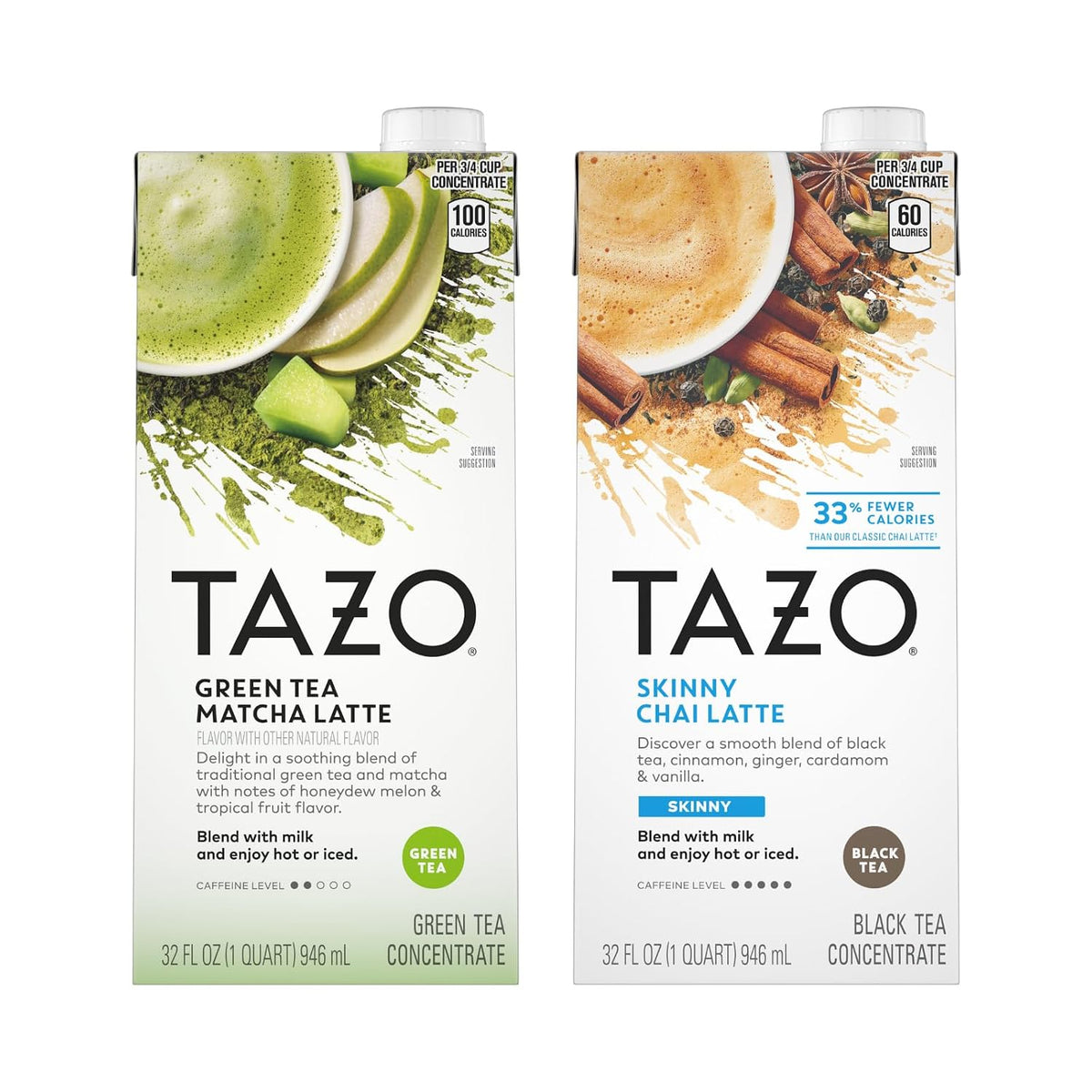 TAZO Skinny Chai Latte Concentrate, 32 oz Cartons, 2-Pack