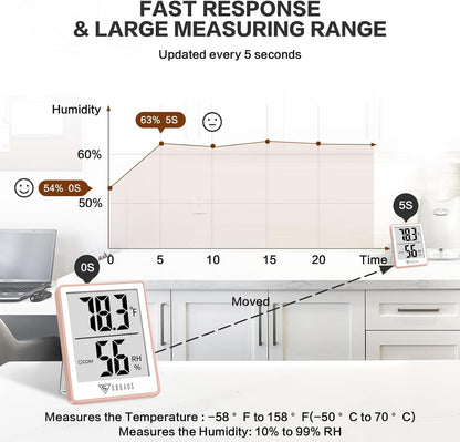 DOQAUS Digital Hygrometer Indoor Thermometer Humidity Meter Room Thermometer with 5s Fast Refresh Accurate Temperature Humidity Monitor for Home, Bedroom, Baby Room, Office, Greenhouse, Cellar (Black)