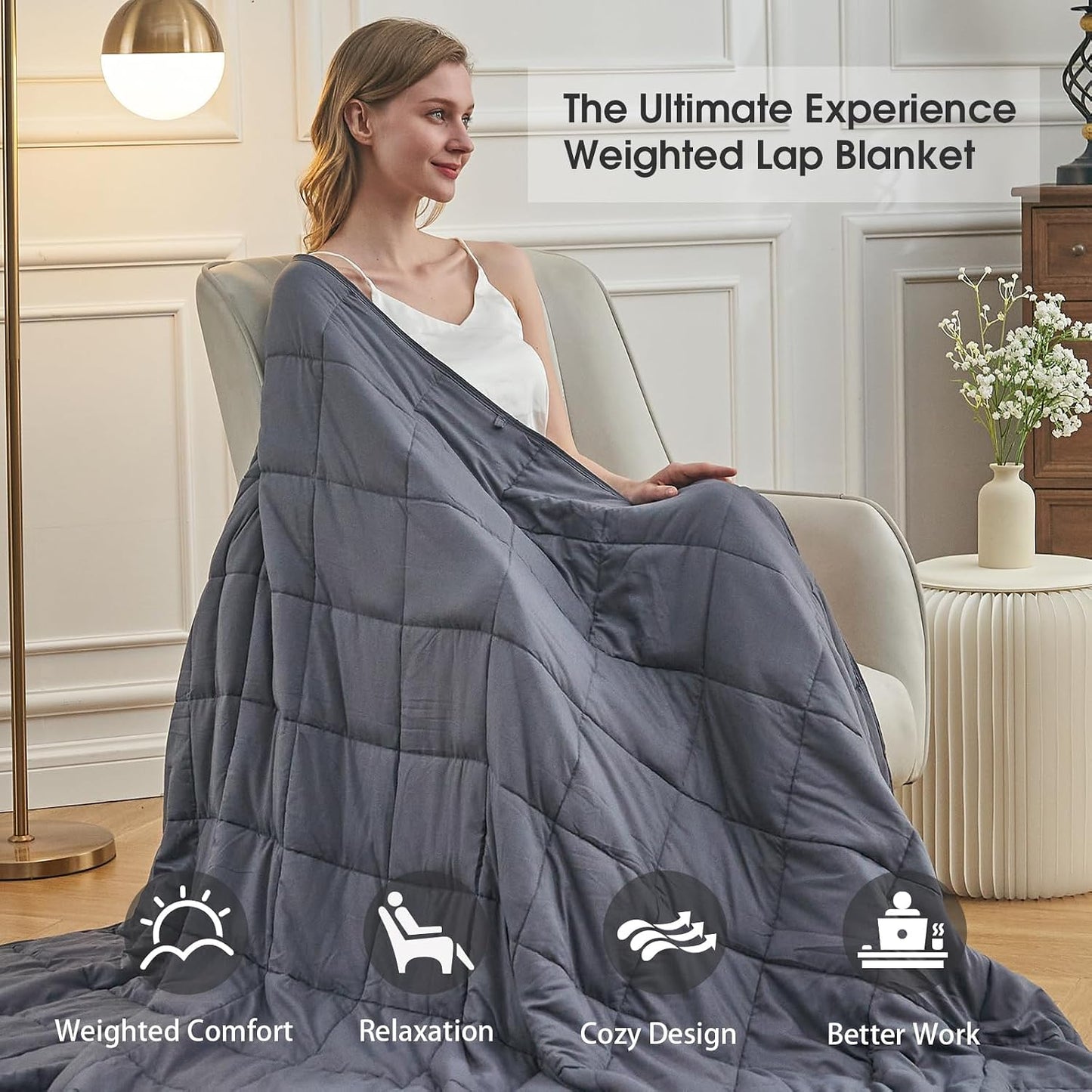 Weighted Lap Blanket for Adults 5lbs, 24"x29" Cooling Heavy Throw Blanket, Portable Travel Weighted Blankets, Soft Small Blankets Gift for Sleeping, Navy Blue