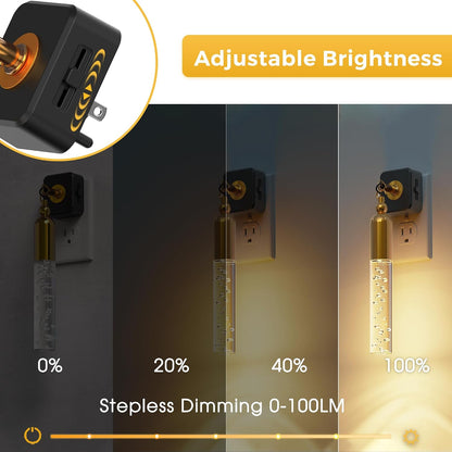 L LOHAS LED Night Lights Plug into wall, Amber Night Light with Adjustable Brightness, Plug in NightLight with Auto Light Sensor, Wall Sconce-Style Design Night Light for Bathroom,Hallway, 2 Pack