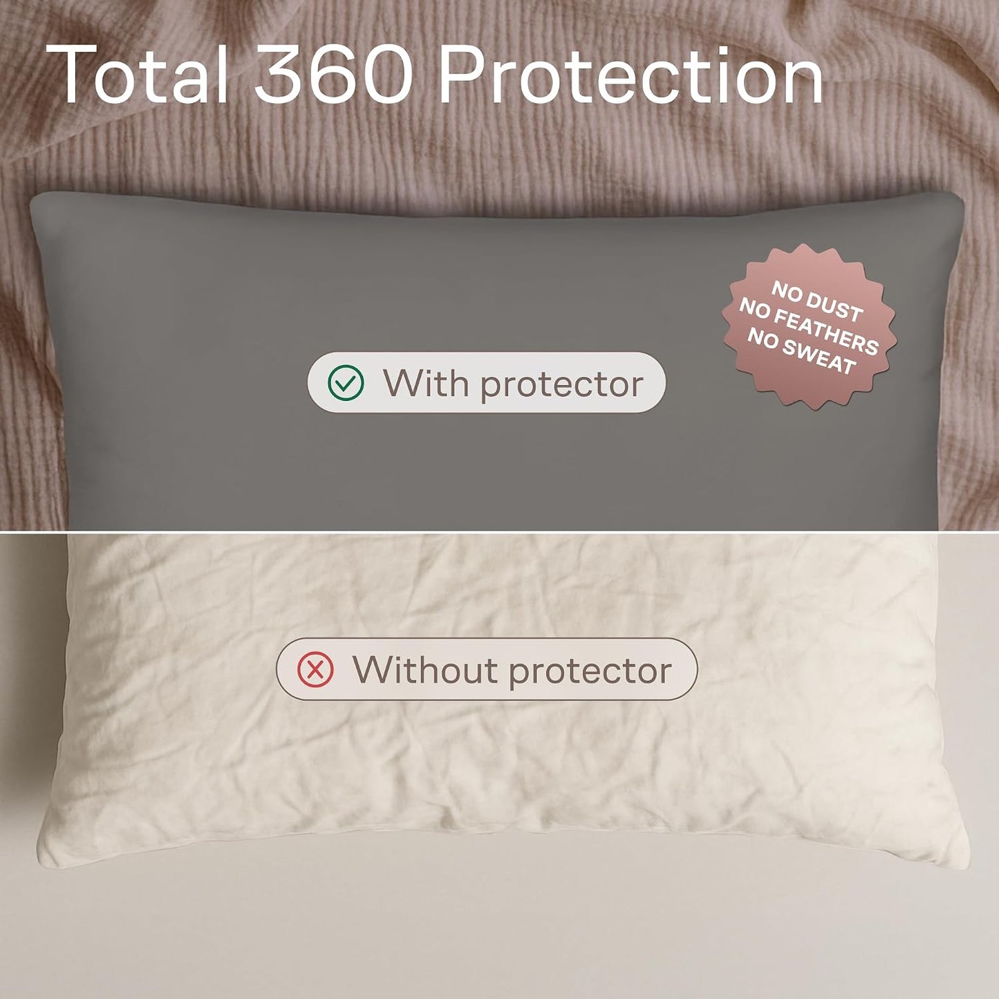 Ultra Soft Pillow Protectors with Zipper Standard Size - Set of 8 Breathable Pillow Covers - 100% Protection Against Stains, Dust & Dirt - Machine Washable (White)