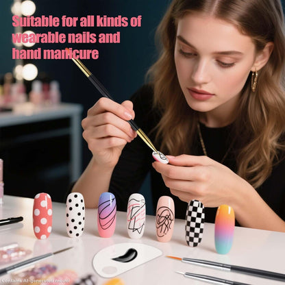Artdone 31pcs Nail Art Brushes, Nail Art Tool Set, Dotting Tools, Dust Brush,Striping Brushes for Long Lines, Drawing Pen For Gel Polish Design supply