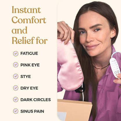 Heated Eye Mask for Dry Eye Relief - Stye Treatment, Warm Compress for Eyes, Sinus Mask, Electric Warming Patch - Champagne
