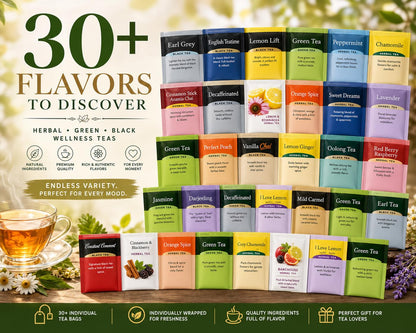 Generic Perfect Tea 48 Variety Pack Sampler Assorted Tea Bags | Black, Green, Decaf & Herbal Teas | Tea Gift Set, Office Breakroom (24)