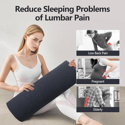 Cozyhealth - 3.15"H*23.6"L - Soft Lumbar Pillow for Sleeping, Memory Foam Back Lumbar Support Cushion for Lower Back Pain Relief Bed Waist Sleep Support Pillow for Side, Back Sleepers (White, Large)