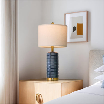 PoKat Touch Bedside Table Lamps with 2 USB for Bedroom Living Room, 25''