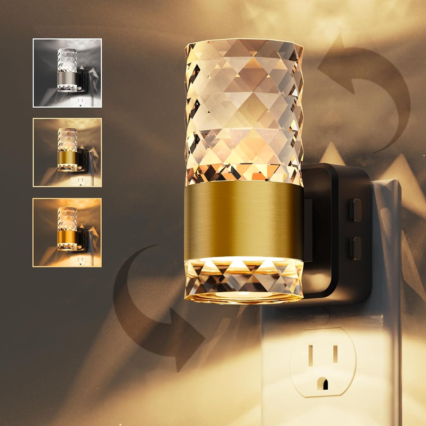 L LOHAS LED Night Lights Plug into wall, Amber Night Light with Adjustable Brightness, Plug in NightLight with Auto Light Sensor, Wall Sconce-Style Design Night Light for Bathroom,Hallway, 2 Pack