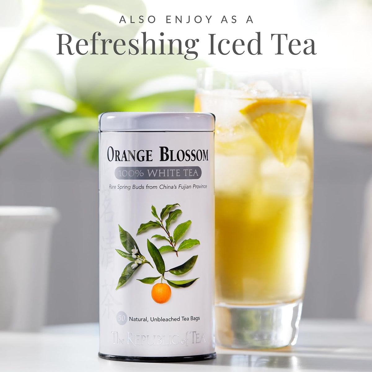 The Republic of Tea – Orange Blossom 100% White Tea Bags, Steeps 50 Low-Caffeinated Cups - Refill Bag