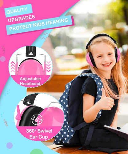 ZOHAN 032 Kids Noise Canceling Headphones - 25dB NRR Kids Ear Protection Earmuffs for School, Monster Jam, Fireworks, Travel, Air Show, Concert, Autism - Pink