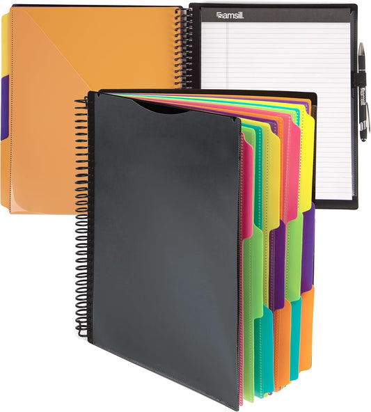 Samsill Spiral Folder Organizer - 12 Dividers & 24 Pockets with Notepad Holder, Multi Pocket Color Cordinated Folder Binder with Customizable Tabs, Document Organizer (Fashion)