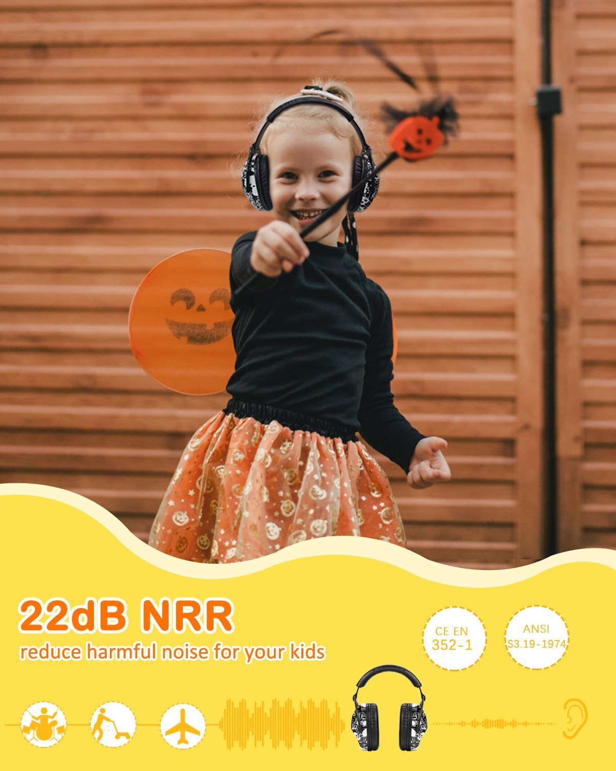 ZOHAN EM030 Kids Ear Protection, Noise Cancelling Headphones Ear Muffs for Autism Sensory, Safety Noise Reduction Hearing Protection for Monster Truck/Concerts/Fireworks/Air Shows