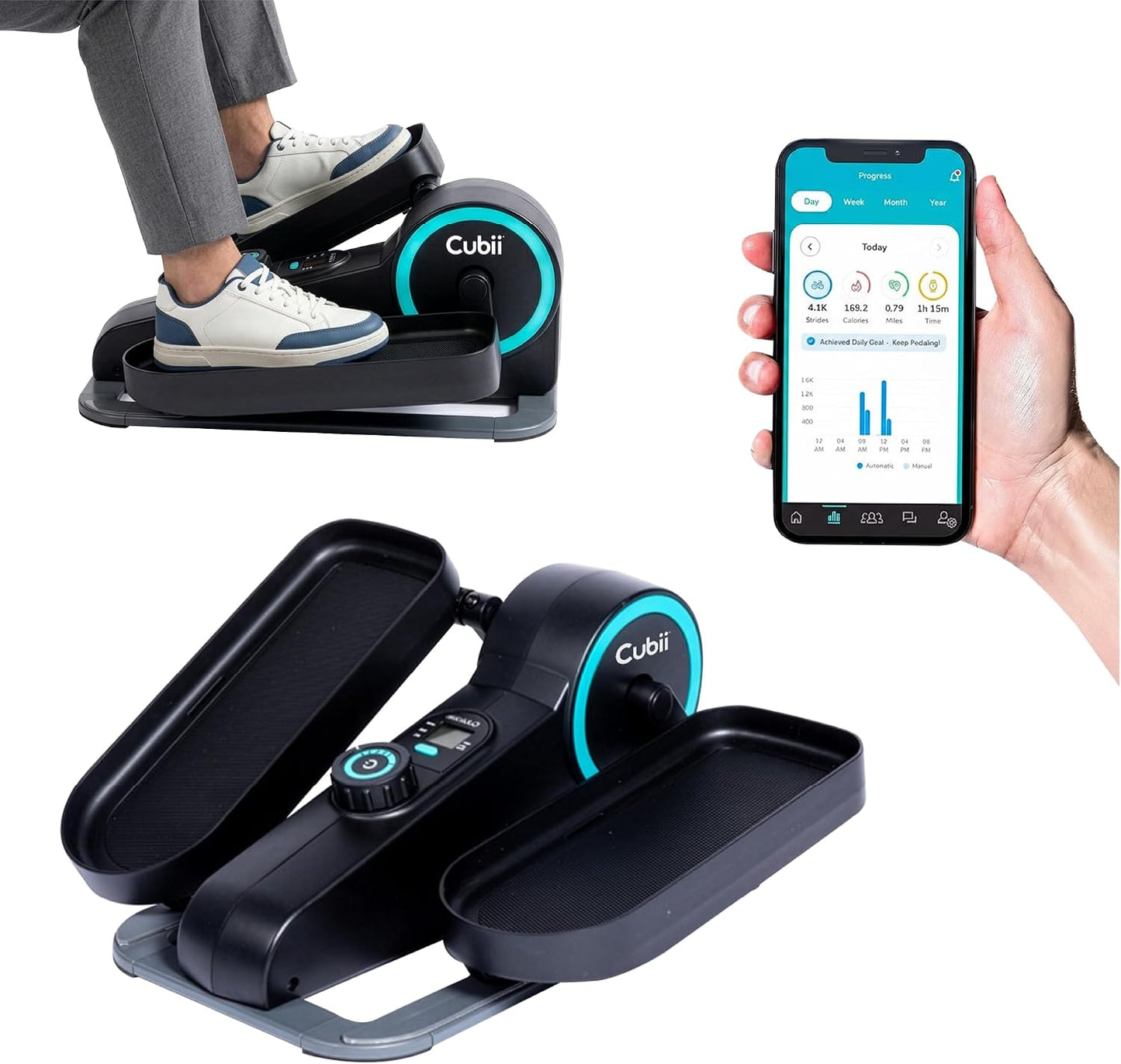 Cubii Move - Under Desk Elliptical Bike Pedal Exerciser Portable Seated Elliptical Machine W/Adjustable Workout Levels - Adult to Seniors
