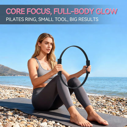 Pilates Ring, 13.5" Silicone Magic Pilates Fitness Circle with Dual Grip, Lightweight & Durable Flexible Resistance Exercise Equipment for Toning Arms, Thighs, Legs, Core