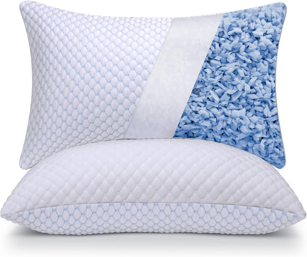 OSBED Shredded Memory Foam Pillows Queen Size Set of 2