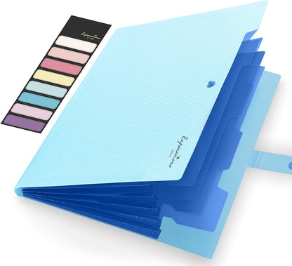 Sooez Accordion File Organizer 8 Pocket, Expanding File Folder with Labels