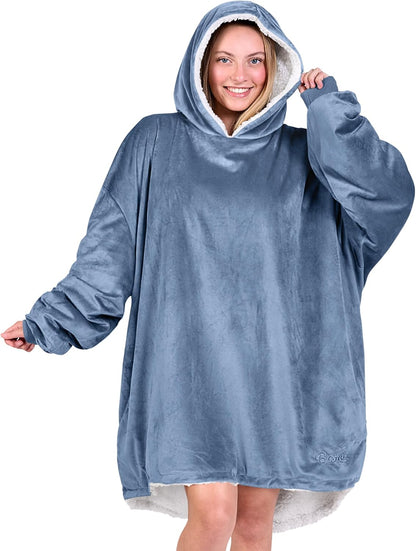 Bare Home Wearable Blanket Hoodie - Soft Plush Sherpa - Warm and Cozy - Oversized Wearable Blanket