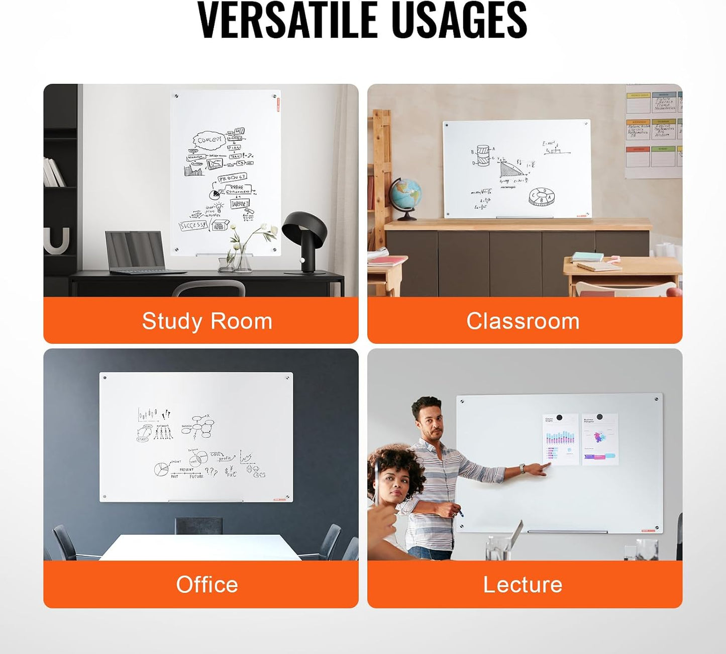 VEVOR Dry Erase Calendar for Wall, 36 x 24 Inches Whiteboard Calendar, Monthly Planner Magnetic Dry Erase Board, 1 Magnetic Erase & 2 Dry Erase Marker & Movable Tray for Restaurant Office Home School